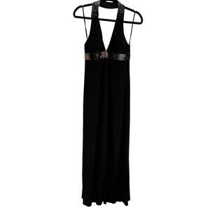 Dave & Johnny by Laura Ryner Black Sequin Halter Gown Size Small